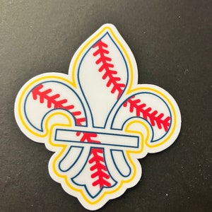 Baseball Fleur de Lis in St. Louis Cardinals Colors Waterproof Sticker - 2.2" x 2.5"