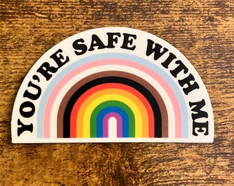 Estás a salvo conmigo - Adhesivo para parachoques/ventana - Resistente al agua y a la decoloración