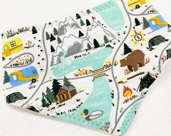 Magnetic Baby Toddler Drool Bib Woodland Camping Bears Mountains