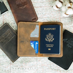 Porta pasaporte de cuero, billetera para pasaporte, regalo para hombre, aniversario de cuero - San Tan Leather