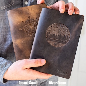 Personalized Leather Journal Refillable 5x7, Made in the USA with Full Grain Leather - San Tan Leather