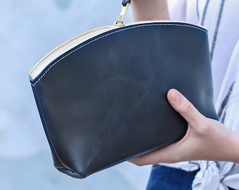 Leather Cosmetic Bag, Leather Makeup Bag, Leather Zipper Pouch, Leather Make Up Bag, Cosmetic Bag, Make Up Bag Personalized, Makeup Case