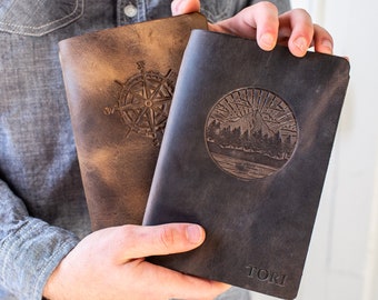 Diário de couro personalizado 5x7, recarregável, presentes para ele, presentes para homens, presentes personalizados - San Tan Leather