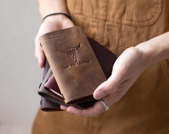 Pocketbook Leather Journal -  Full Grain Leather - Travel Journal - Personalized - Refillable - Leather Notebook
