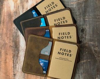 Distinguished Personalized Leather Field Notes Cover, Moleskine Journal Cover, Gift For Him, Fathers Day Gift - San Tan Leather