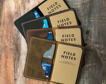 Distinguished Personalized Leather Field Notes Cover Moleskin Cover Pocket Journal Fathers Day Gift Travel Journal Personalized Wallet