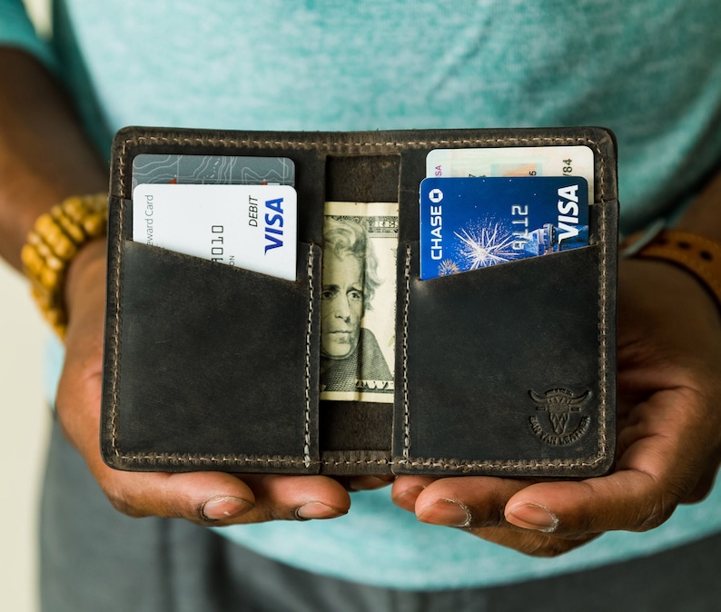 Mens Leather Wallet Gift for Him Personalized Wallet Bifold Etsy