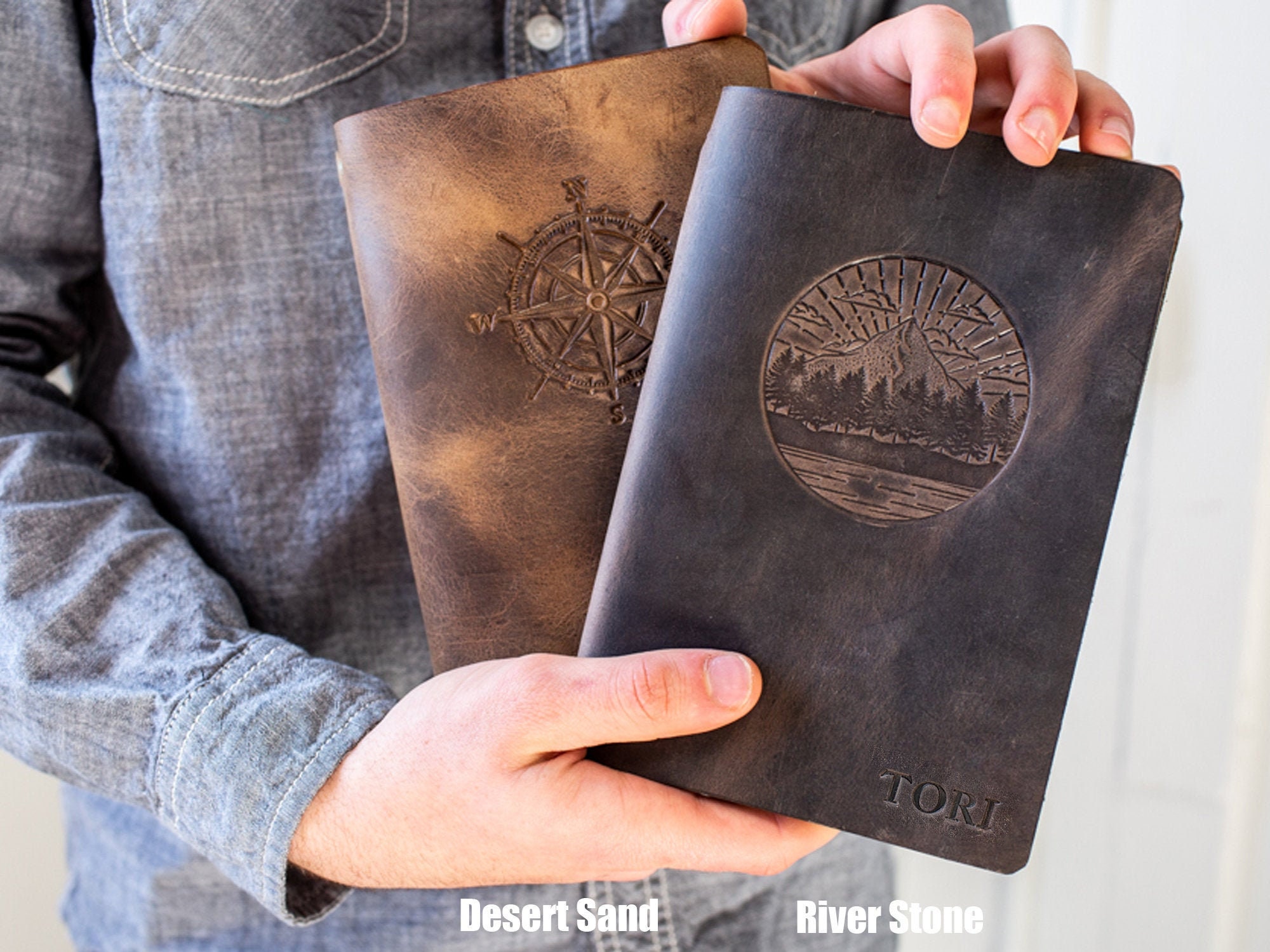 Personalized Leather Journal Refillable 5x7, Made in the USA with Ful…