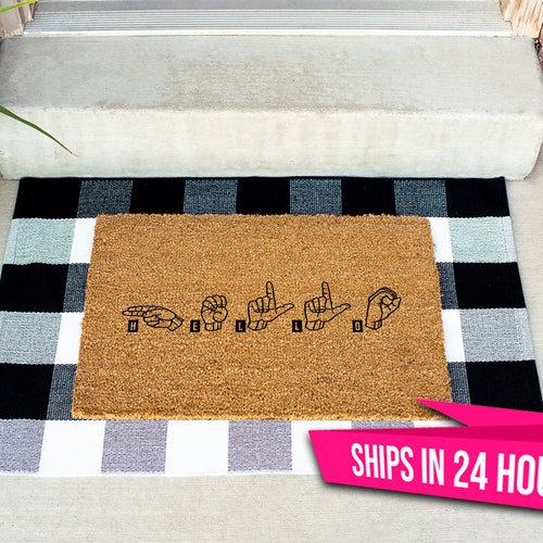 ASL Doormat American Sign Language Gift Doormat Etsy