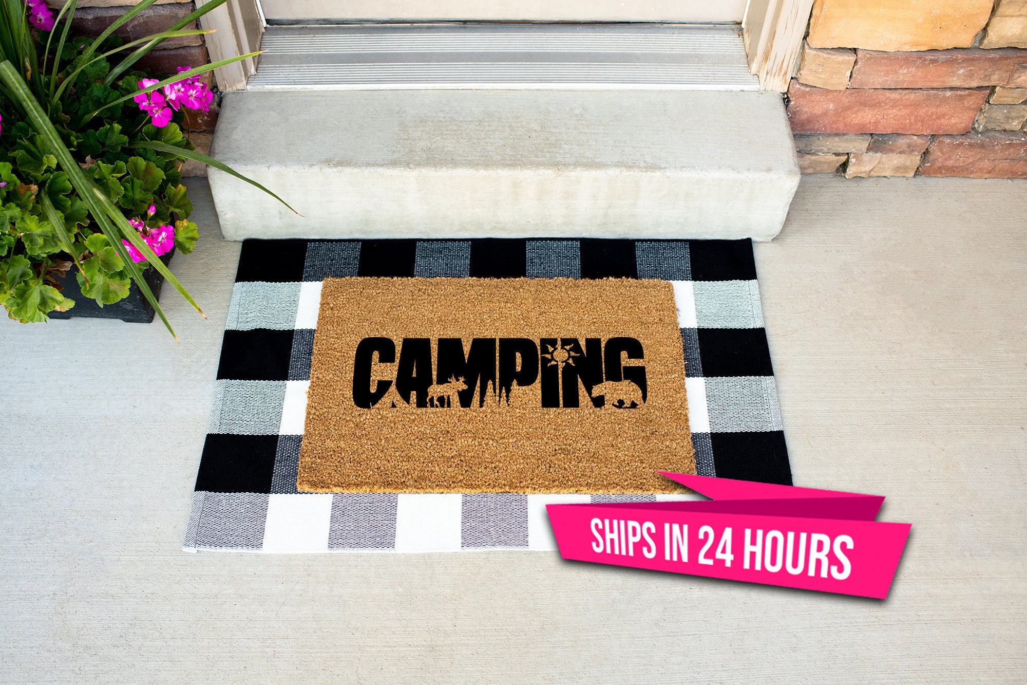 funny camping door mats