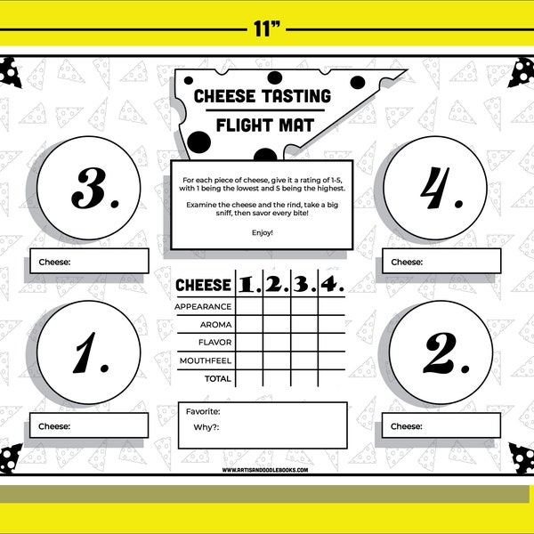 Cheese Tasting Flight Mat - Host your own Cheese tasting!