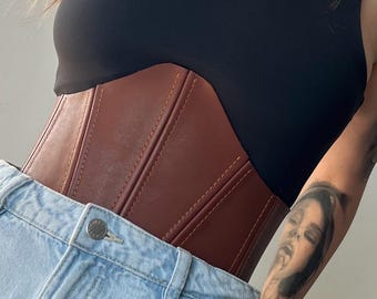 Halloween Corset underbust corsage top, cosplay costume belt, Edwardian corset, waist corsets, ren faire corset, waist trainer corset