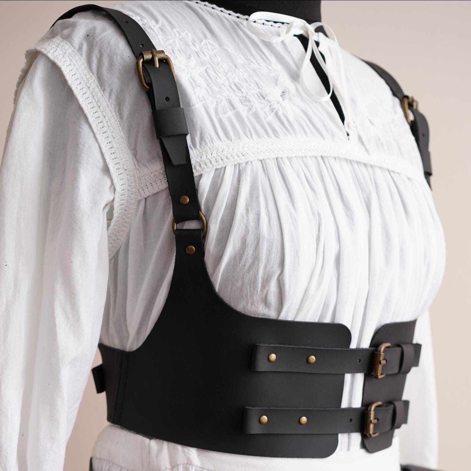 Leather Underbust Corset Harness, Renaissance Festival Costume 