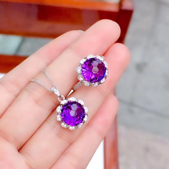 Amethyst bridal jewelry sets deals