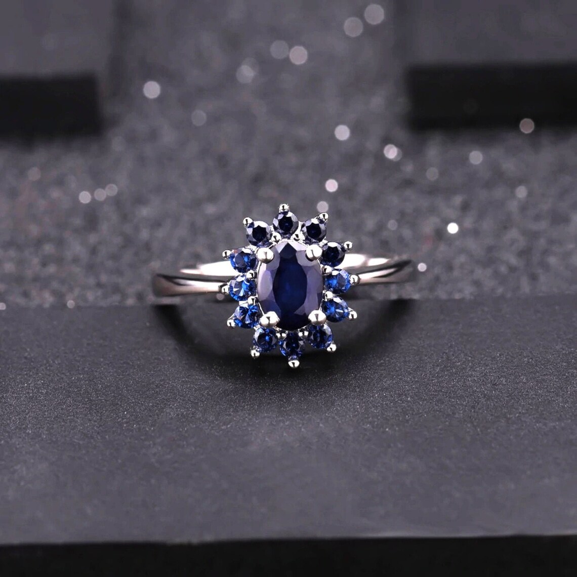 Natural Blue Sapphire Engagement Ring 1.89ct Gemstones White | Etsy