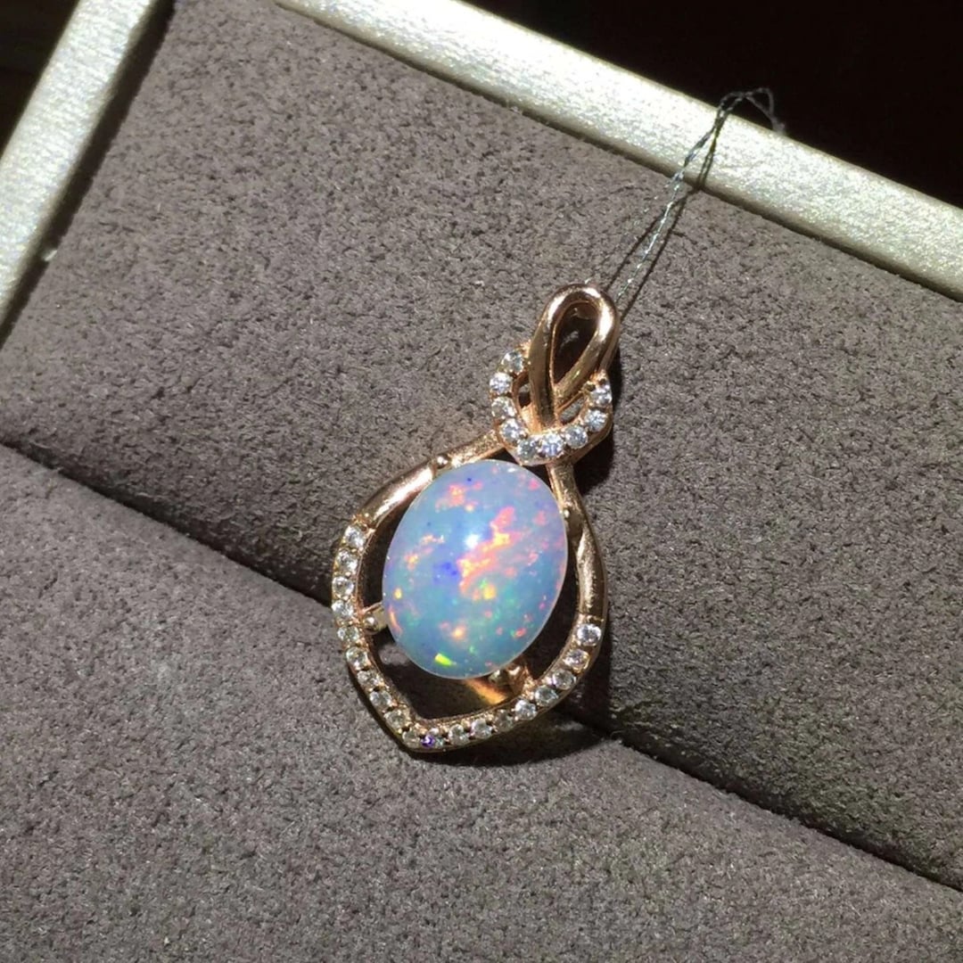 YDD 14k Solid Gold White Opal Necklace For Women Dainty