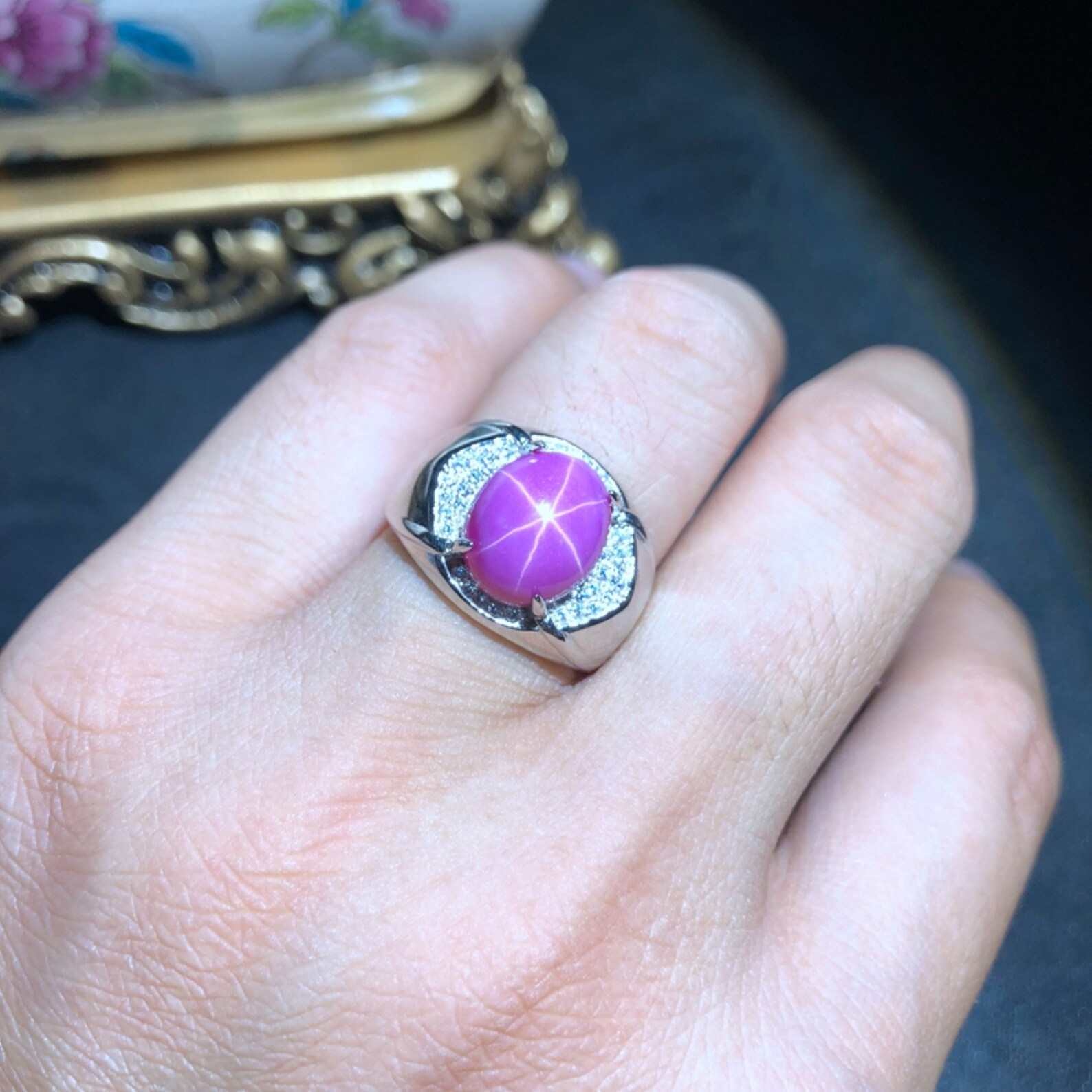 Natural Star Ruby Mens Engagement Ring 10x14mm Gemstones Solid - Etsy