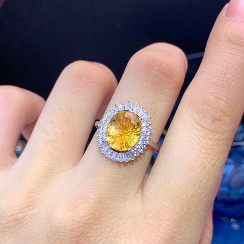 Natural Citrine Engagement Ring for Women Oval Fire Effect Cut Etsy