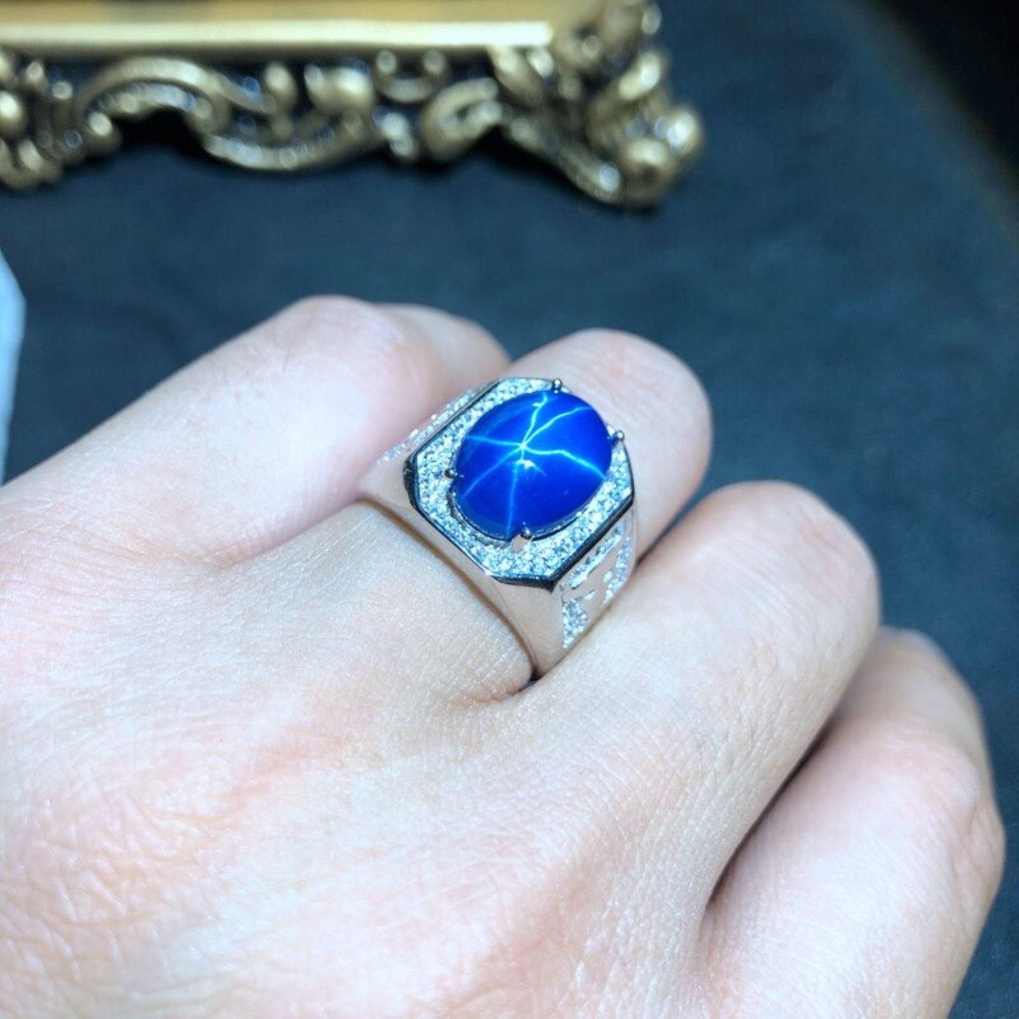 Genuine Star Sapphire Ring Men Mens Wedding Ring 925 - Etsy