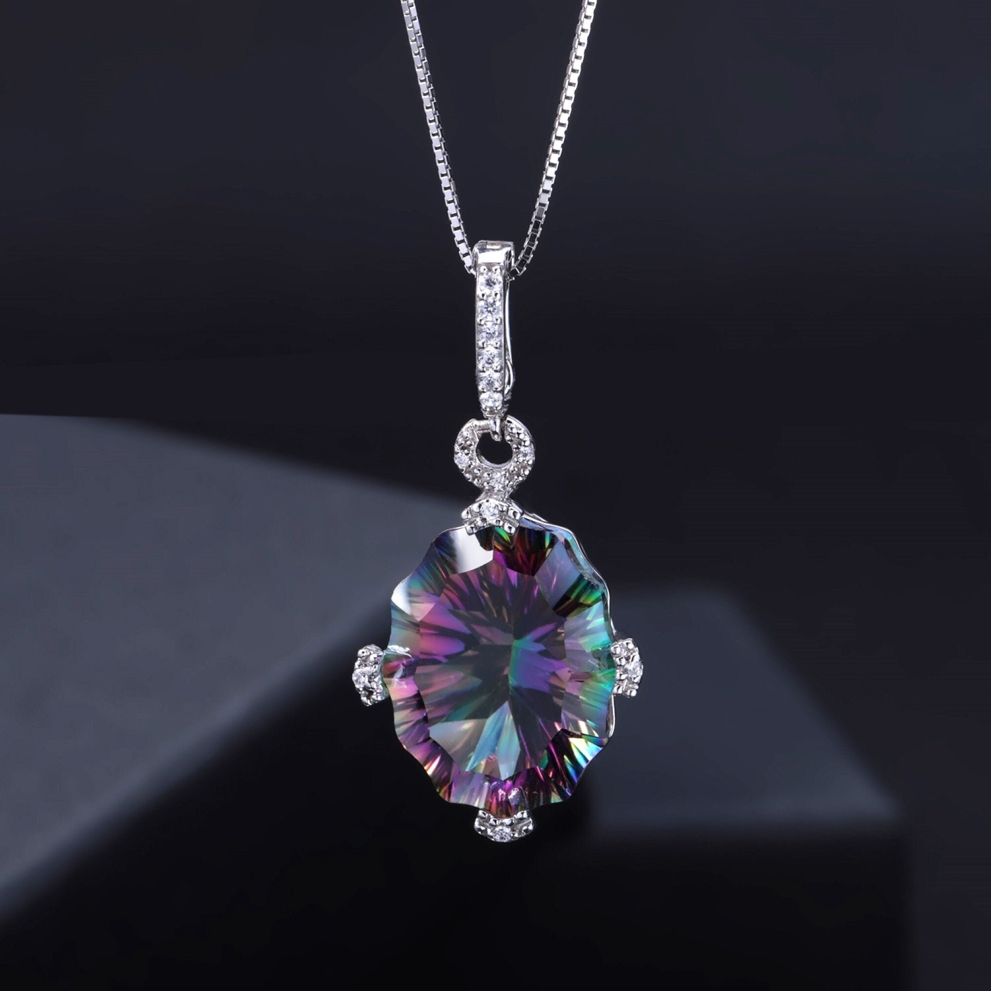 Rainbow topaz necklace discount
