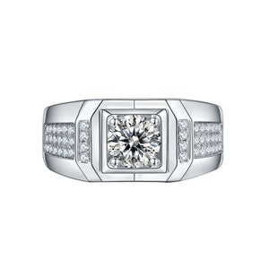 Moissanite Mens Ring, Diamond Wedding Band, Men's Engagement Ring ...
