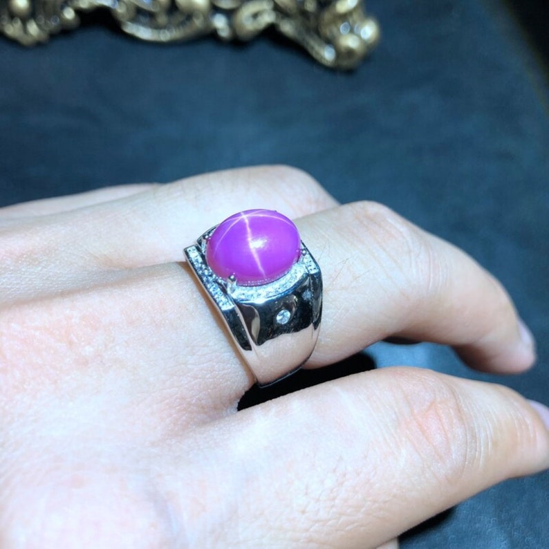 Natural Star Ruby Mens Engagement Ring 10x14mm Gemstones Solid - Etsy