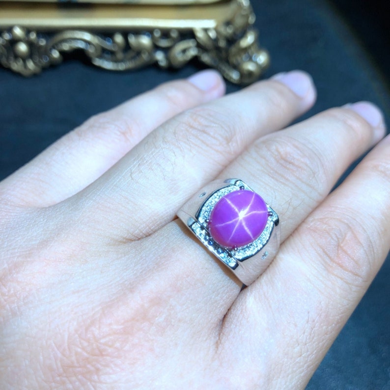 Natural Star Ruby Mens Engagement Ring 10x14mm Gemstones Solid | Etsy