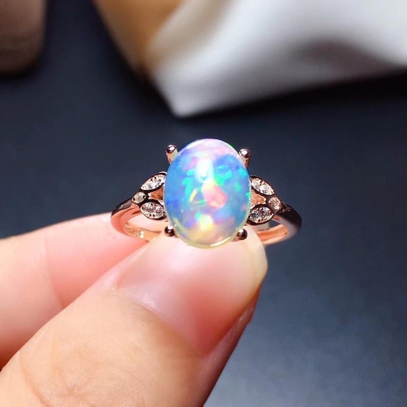 Natural Fire Opal Engagement Ring for Women Genuine 925 Etsy