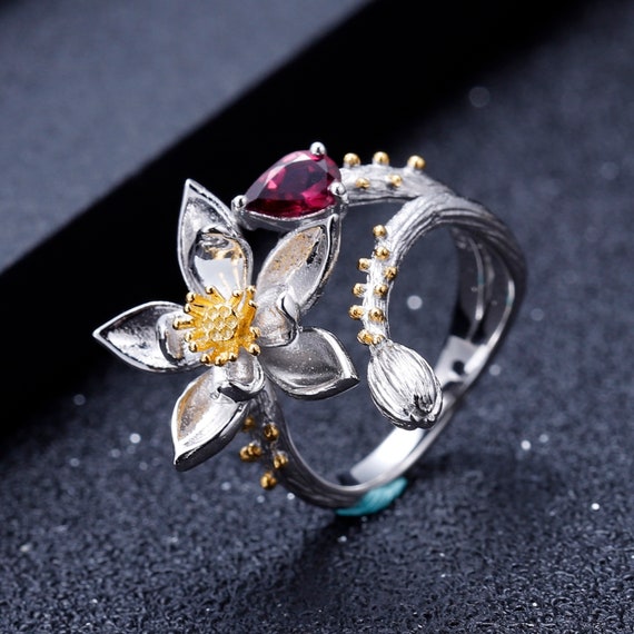 Flower engagement shop ring etsy