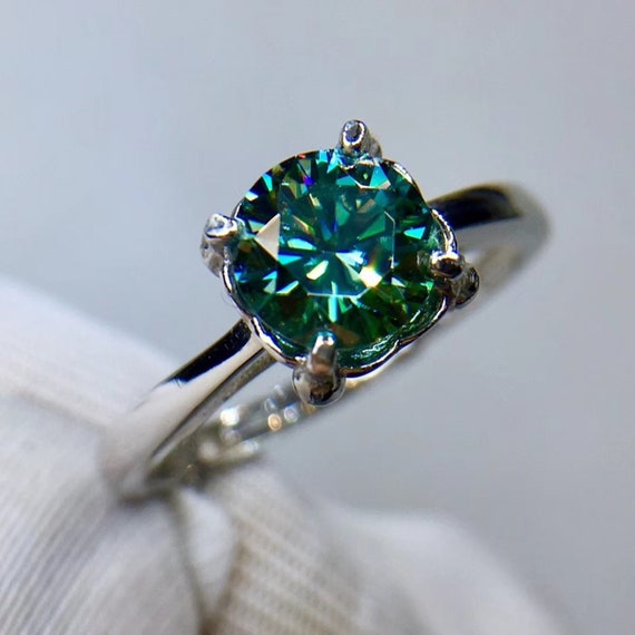 Green moissanite shop ring