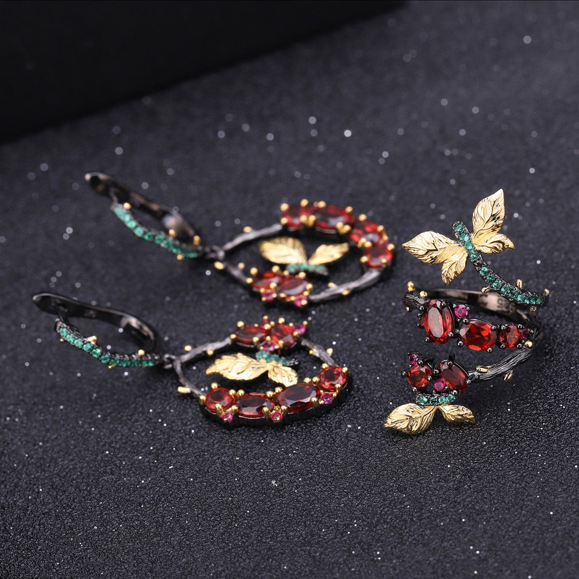 Aesthetic Butterfly Earrings Flower Leaf Dangle Etsy