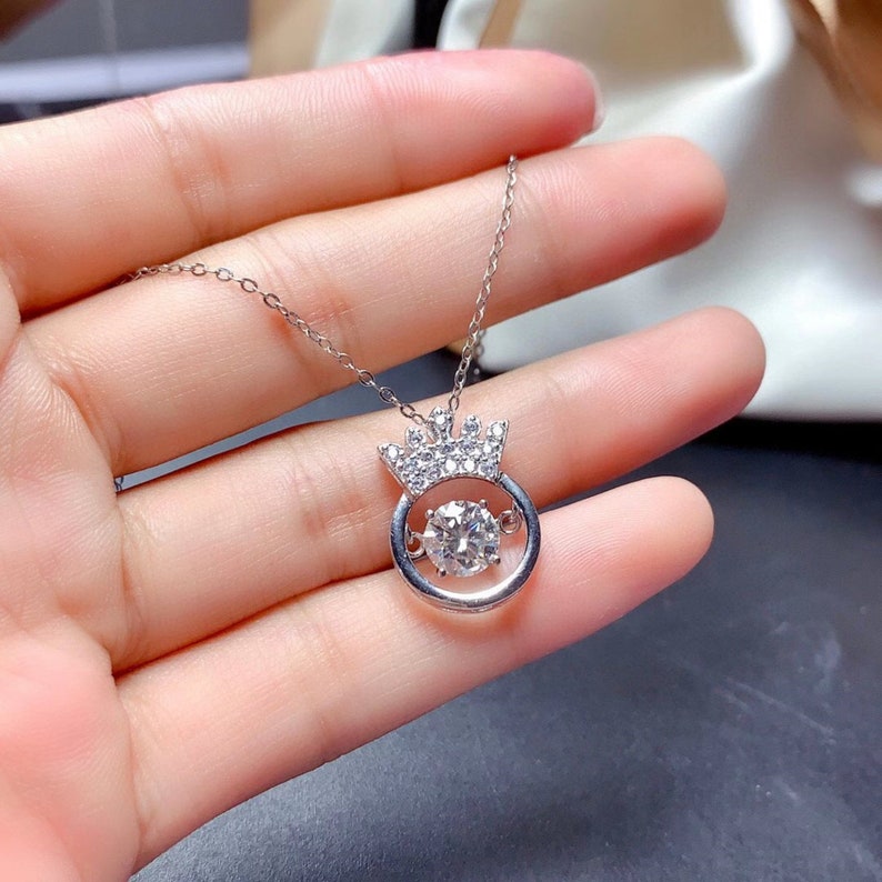 Dainty Bridal Pendant Necklace Rose Gold Moissanite Necklace Moissanite Pendant Necklace Diamond Silver Necklace Gift for Wife