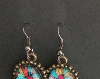 Abstract circle Earrings brass