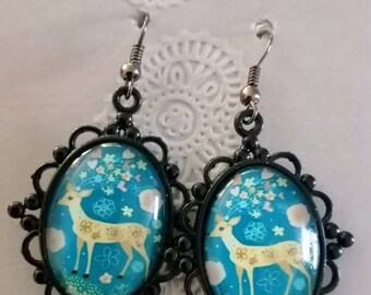 Christmas Reindeer Earrings black