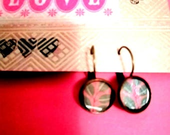 Earrings light brass floral