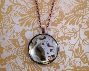Pendant round gold and black alcahol ink