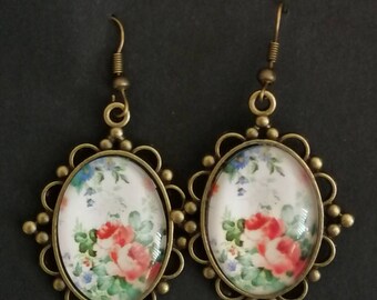 Floral Earrings brass