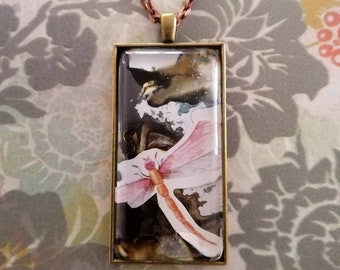 Dragonfly pendant with Alcahol Ink