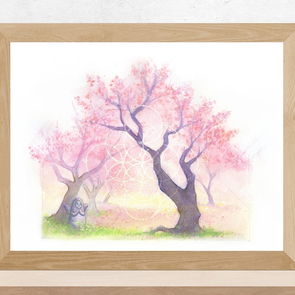 ゼルダの女神像アートプリント | Cherry Blossom Decor