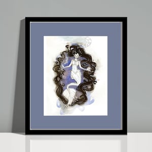 Mermaid Wall Decor | Spooky living room wall art | Creepy siren Queen print | Gothic Gift | Gift for Goth