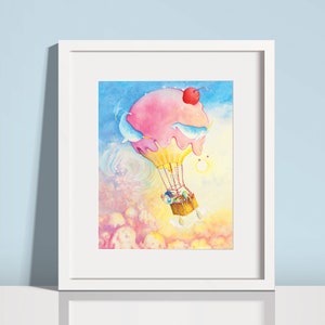 Tarot Print, living room wall art, Nursery decor, Watercolor Whimsical Children Art, Cookies and cake, Narwhal, Air Balloon