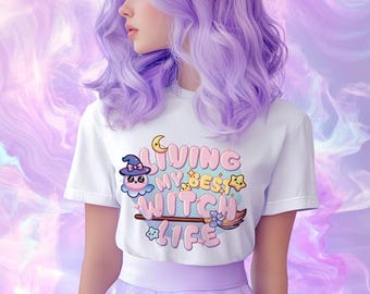 Kawaii Witch Shirt, Graphic Tee for Pastel Goth Style