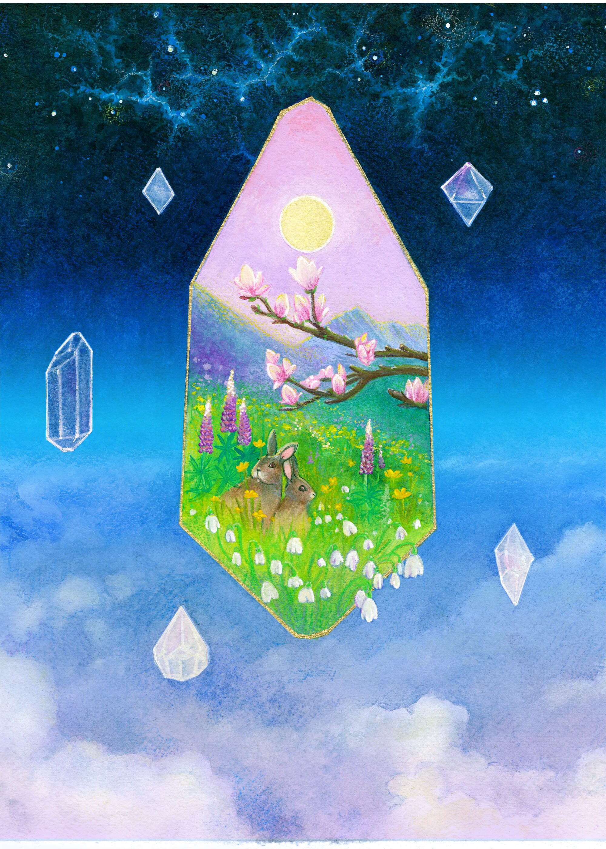 Scifi fantasy Wall Decor Gouache and Watercolor Whimsical Etsy