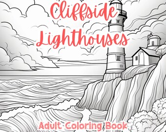 Cliffside Lighthouses Mandala Coloring Pages For Adults Coloring Book For Adults Printable Stress Anxiety Relief Gift Color Coloring Sheets