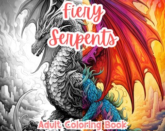 Fiery Serpents Mandala Coloring Pages For Adults Coloring Book For Adults Printable Stress Anxiety Relief Gift Color Book Coloring Sheets