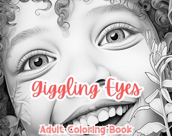 Giggling Eyes Adult Coloring Book Coloring Pages Black Background Printable Stress Anxiety Relief Gift Color Book Coloring Sheets