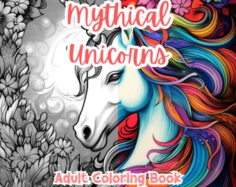 Mythical Unicorns Mandala Coloring Pages For Adults Coloring Book For Adults Printable Stress Anxiety Relief Gift Color Book Coloring Sheets