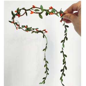Floral Hair Vine with Orange Berries– Fall Flower Crown for Weddings, Item No. GC17