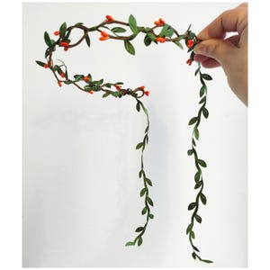 Floral Hair Vine with Orange Berries– Fall Flower Crown for Weddings, Item No. GC17