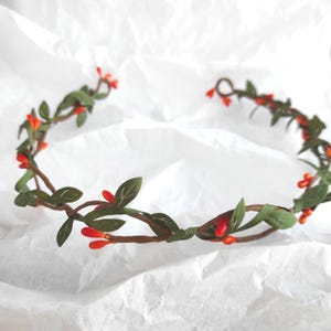 Dainty Orange Flower Crown, Adjustable Wedding Flower Girl Wreath